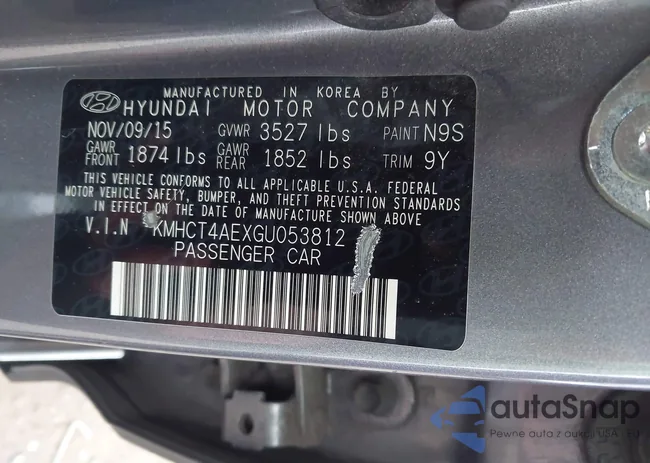 KMHCT4AEXGU053812: 43687520