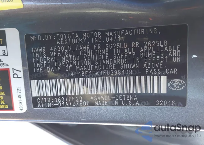 4T1BF1FK1EU398109: 43687591