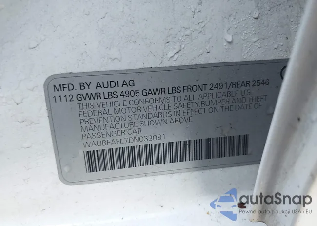 WAUBFAFL7DN033081: 43687598