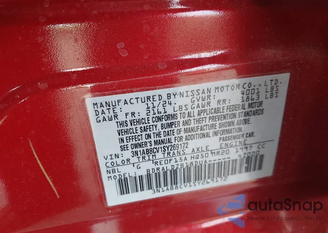 3N1AB8CV1SY269172: 43687623