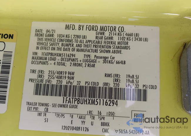 1FATP8UHXM5116294: 43686738