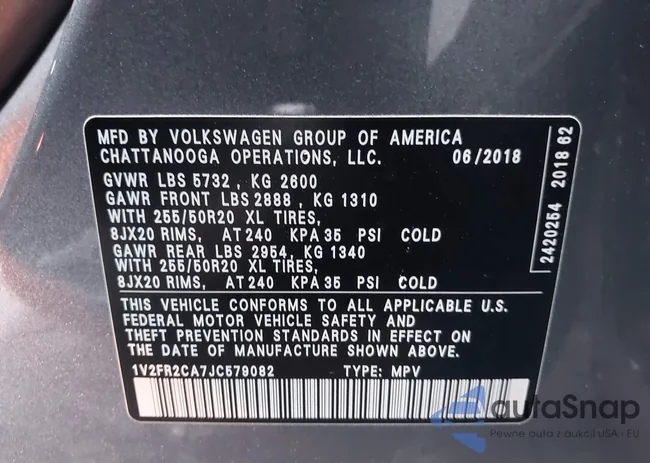 1V2FR2CA7JC579082: 43686821