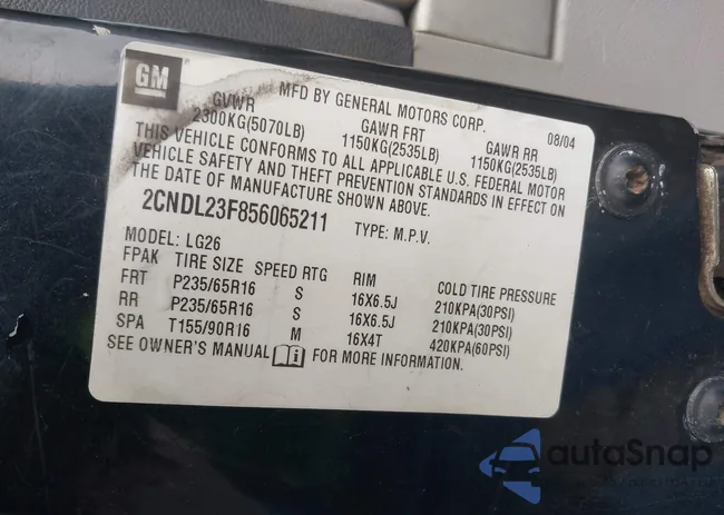 2CNDL23F856065211: 43686850