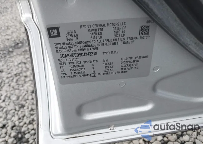 5GAKVCED9CJ343218: 43686888