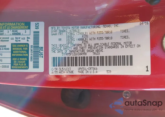 5TFRM5F12GX104998: 43687043