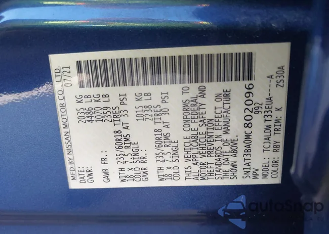 5N1AT3BA0MC802096: 43687048