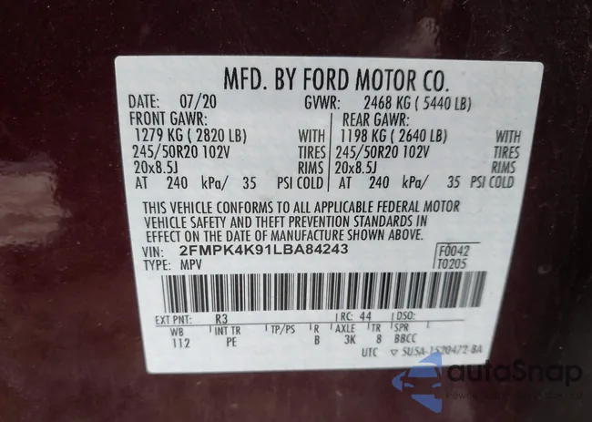 2FMPK4K91LBA84243: 43688164