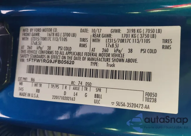 1FTFW1RG9JFB05620: 43688208