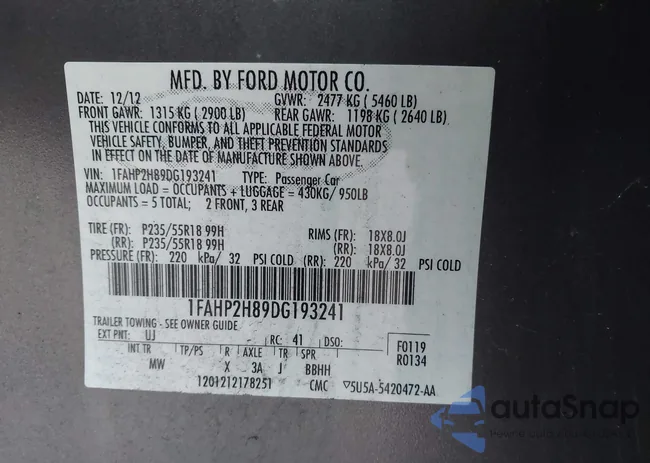 1FAHP2H89DG193241: 43688265