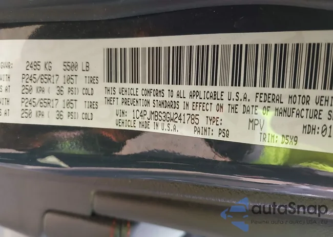 1C4PJMBS3GW241785: 43688400