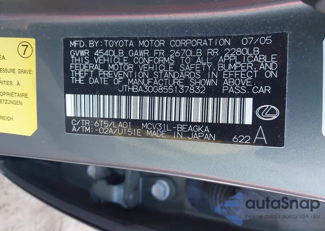 JTHBA30G855137832: 43688478