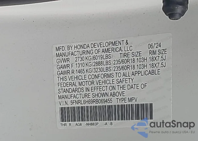 5FNRL6H69RB069455: 43688699