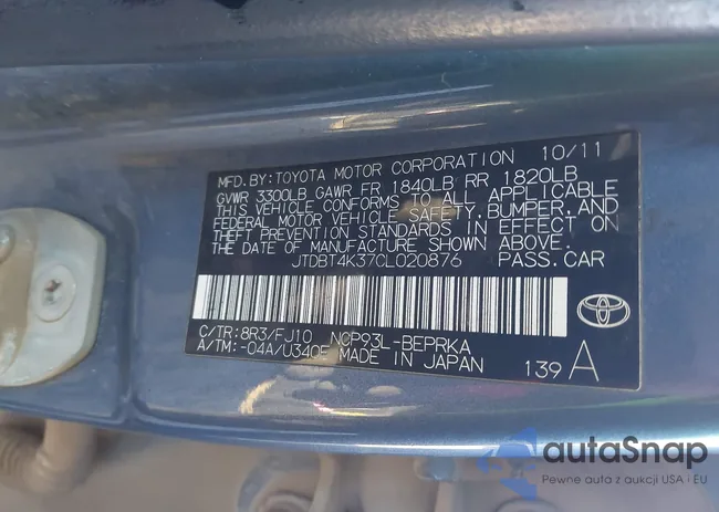 JTDBT4K37CL020876: 43687735