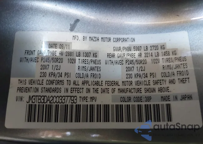 JM3TB3DA2C0337793: 43687760