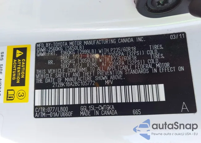 2T2BK1BA2BC105772: 43687811