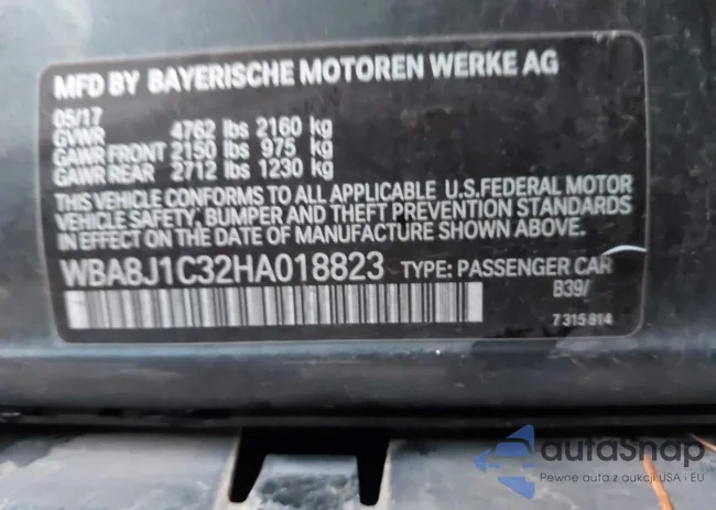 WBA8J1C32HA018823: 43687950