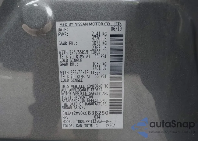 5N1AT2MV0KC838250: 43688006