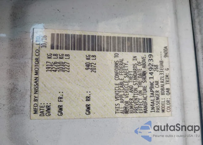 1N4AL3AP9HC149239: 43689443