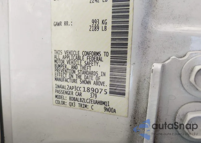 1N4AL2AP3CC189075: 43689558