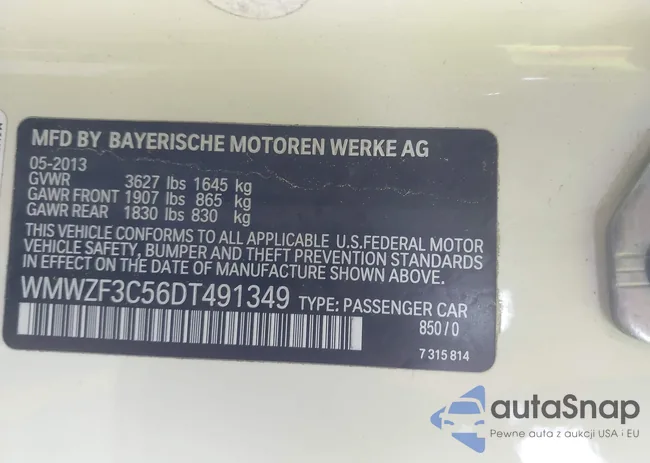 WMWZF3C56DT491349: 43689618