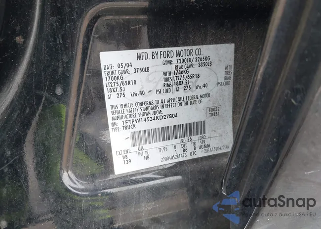 1FTPW14534KD27804: 43689645