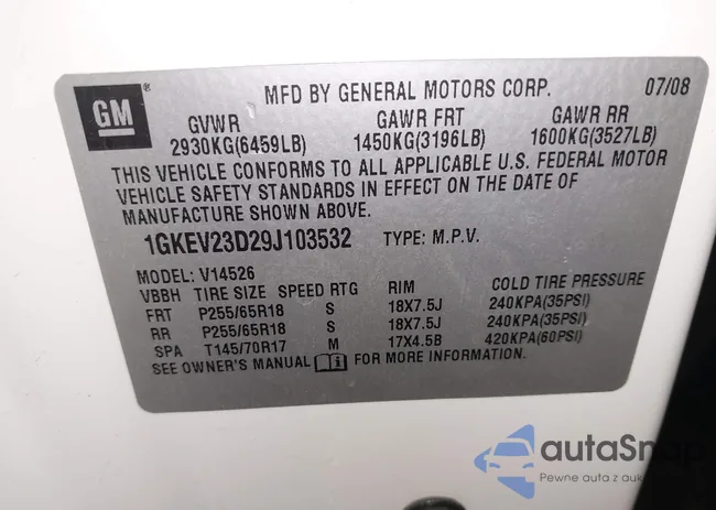 1GKEV23D291103532: 43689665