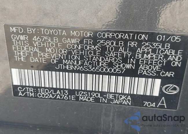 JTHBN96S365000057: 43688993