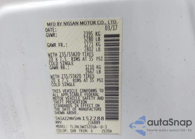 5N1AZ2MH5HN152288: 43689048