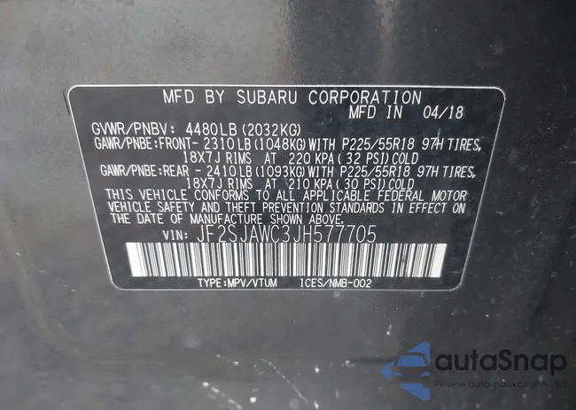 JF2SJAWC3JH577705: 43689060