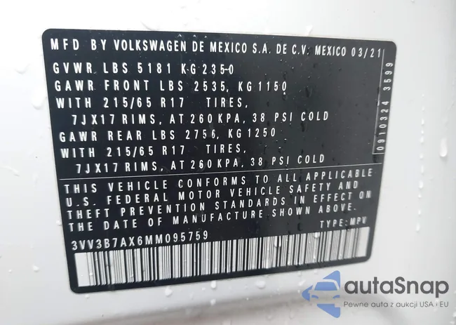 3VV3B7AX6MM095759: 43690132