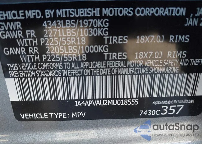 JA4APVAU2MU018555: 43690205