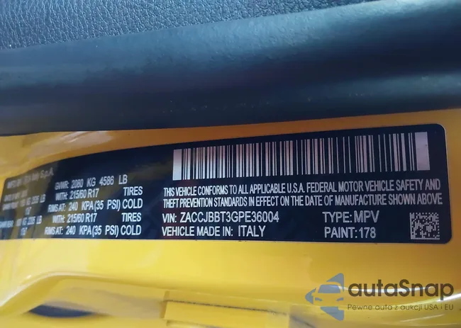 ZACCJBBT3GPE36004: 43690326