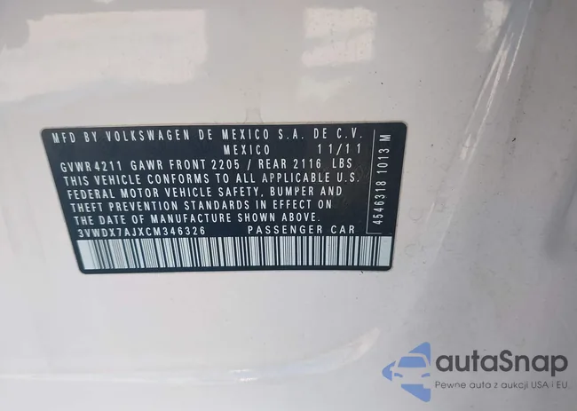 3VWDX7AJXCM346326: 43690341