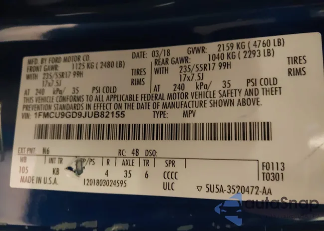 1FMCU9GD9JUB82155: 43690416