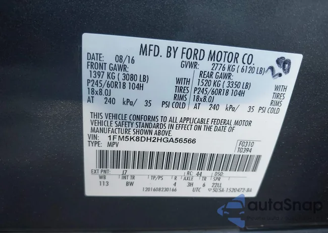 1FM5K8DH2HGA56566: 43690423