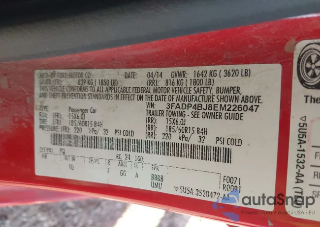 3FADP4BJ8EM226047: 43690479