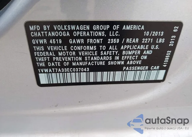 1VWAT7A33EC037043: 43690524