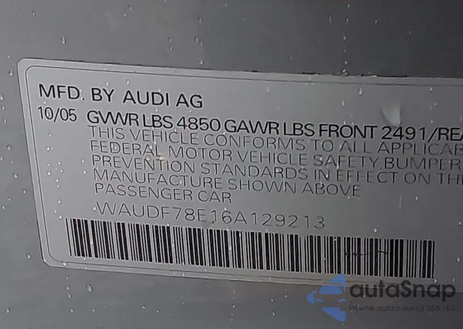 WAUDF78E16A129213: 43690697