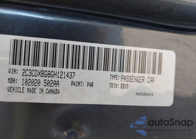 2C3CDXBG8GH121437: 43690706