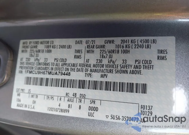 1FMCU9H67MUA79448: 43689800