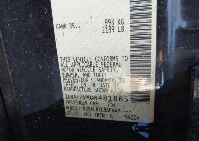 1N4AL2AP0AN481865: 43689812