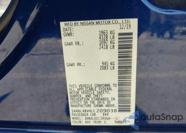 1N4BL4BV4LC209038: 43689853