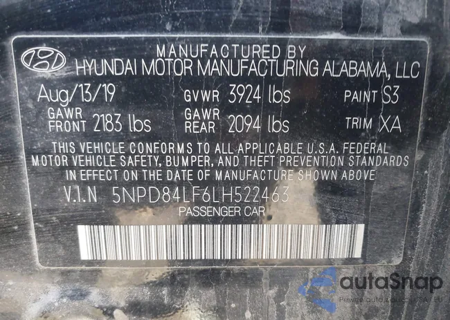 5NPD84LF6LH522463: 43689966