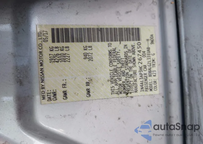 1N4AL3AP3HC267450: 43691299