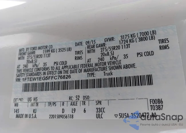 1FTEW1EG5FFC76826: 43691409