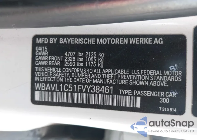 WBAVL1C51FVY38461: 43691449