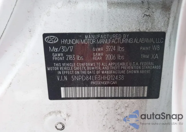 5NPD84LF3HH212438: 43691474