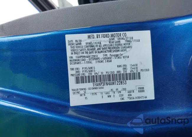 1FAHP3FN4AW122853: 43691528