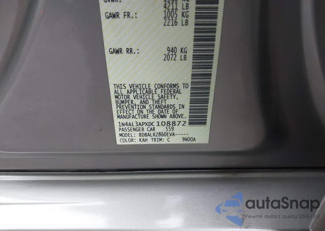 1N4AL3APXDC108872: 43691536