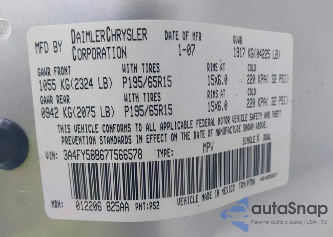 3A4FY58B67T566578: 43691618